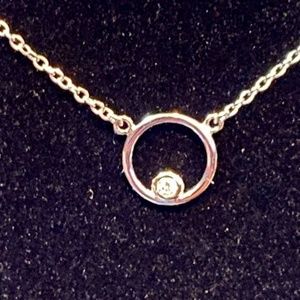 Aqua Sterling Silver CZ Circle Necklace